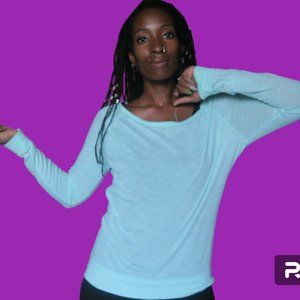 PINK Victoria's Secret light weight long sleeve top shirt in mint blue green XS